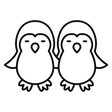 Penguen simgesi ince çizgi şeklinde. Vektör illüstrasyon grafik tasarımı
