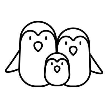 Penguen simgesi ince çizgi şeklinde. Vektör illüstrasyon grafik tasarımı