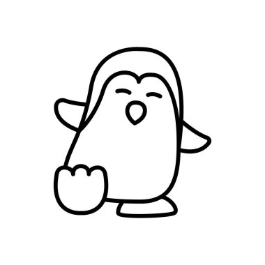Penguen simgesi ince çizgi şeklinde. Vektör illüstrasyon grafik tasarımı