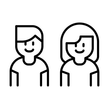 Tuvalet işareti simgesi ince çizgi şeklinde. Vektör illüstrasyon grafik tasarımı