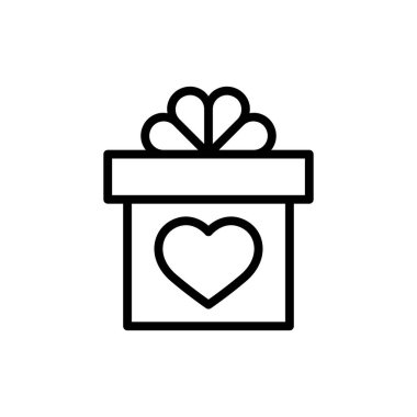 İnce çizgi şeklinde hediye ikonu. Vektör illüstrasyon grafik tasarımı
