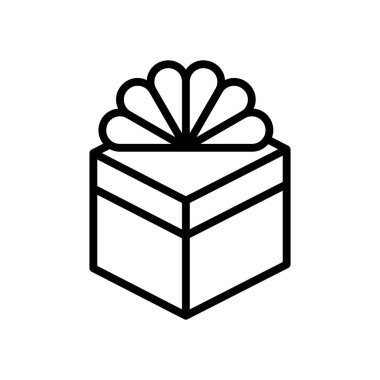 İnce çizgi şeklinde hediye ikonu. Vektör illüstrasyon grafik tasarımı