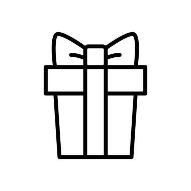 İnce çizgi şeklinde hediye ikonu. Vektör illüstrasyon grafik tasarımı