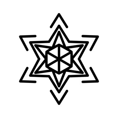 İnce çizgi şeklinde kar taneleri simgesi. Vektör illüstrasyon grafik tasarımı