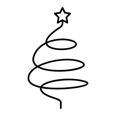 İnce çizgi şeklinde bir Noel ağacı ikonu. Vektör illüstrasyon grafik tasarımı