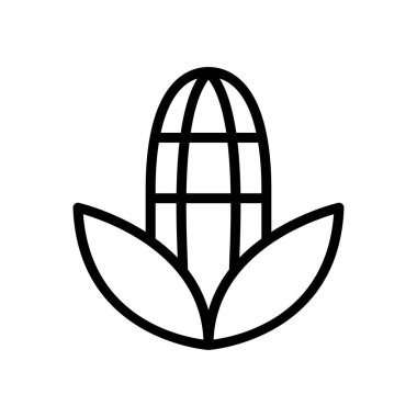 İnce çizgi şeklinde mısır ikonu. Vektör illüstrasyon grafik tasarımı