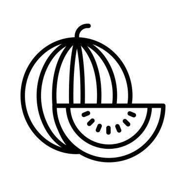 İnce çizgi şeklinde karpuz ikonu. Vektör illüstrasyon grafik tasarımı