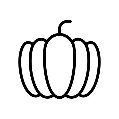 İnce çizgi şeklinde balkabağı ikonu. Vektör illüstrasyon grafik tasarımı