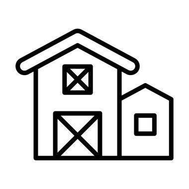 İnce çizgi şeklinde bir barn simgesi. Vektör illüstrasyon grafik tasarımı