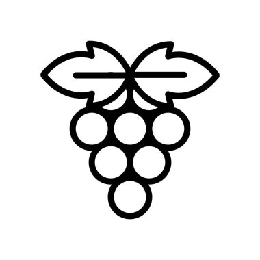 İnce çizgi şeklinde üzüm ikonu. Vektör illüstrasyon grafik tasarımı