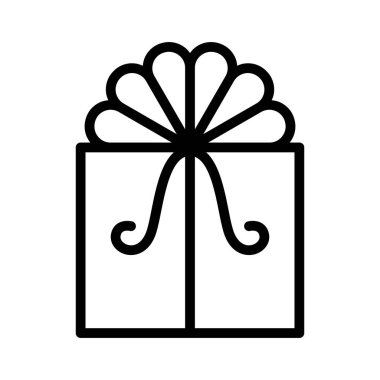İnce çizgi şeklinde hediye ikonu. Vektör illüstrasyon grafik tasarımı