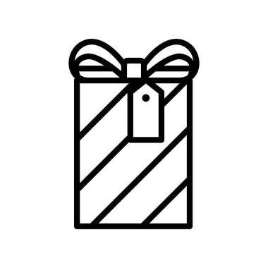 İnce çizgi şeklinde hediye ikonu. Vektör illüstrasyon grafik tasarımı
