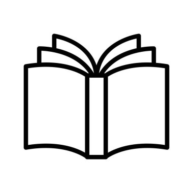 İnce çizgi şeklinde bir kitap ikonu. Vektör illüstrasyon grafik tasarımı