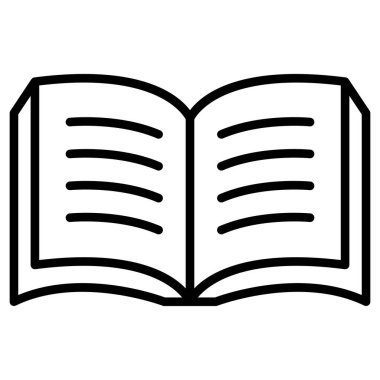 İnce çizgi şeklinde bir kitap ikonu. Vektör illüstrasyon grafik tasarımı