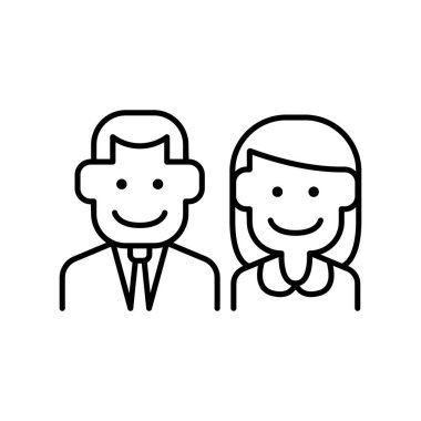 Tuvalet işareti simgesi ince çizgi şeklinde. Vektör illüstrasyon grafik tasarımı