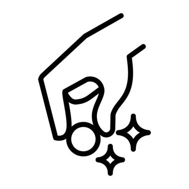 El simgesinde ince çizgi şeklinde halka. Vektör illüstrasyon grafik tasarımı