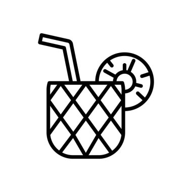 İnce çizgi şeklinde ananas ikonu. Vektör illüstrasyon grafik tasarımı