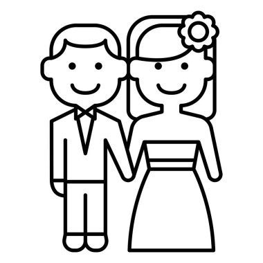 Düğün ikonu ince çizgi şeklinde. Vektör illüstrasyon grafik tasarımı