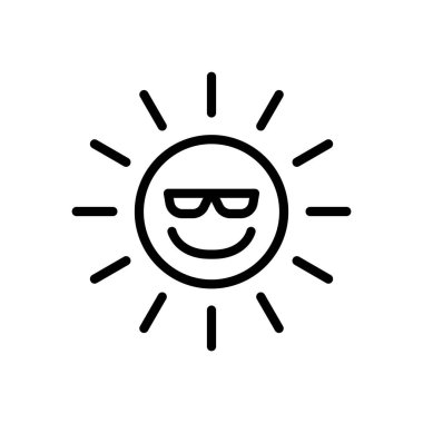 İnce çizgi şeklinde güneşli bir ikon. Vektör illüstrasyon grafik tasarımı