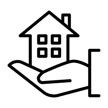 İnce çizgili bir emlak simgesi. Vektör illüstrasyon grafik tasarımı