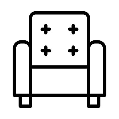 Koltuk simgesi ince çizgi şeklinde. Vektör illüstrasyon grafik tasarımı