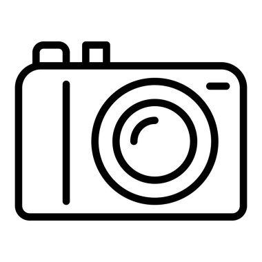 Kamera simgesi ince çizgi şeklinde. Vektör illüstrasyon grafik tasarımı