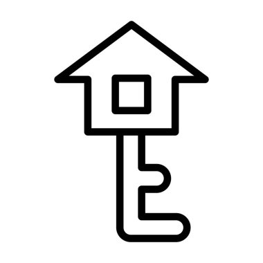 Evin anahtar simgesi ince çizgi şeklinde. Vektör illüstrasyon grafik tasarımı