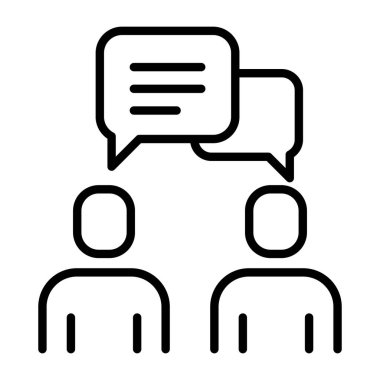 İnce çizgi şeklinde konuşan bir ikon. Vektör illüstrasyon grafik tasarımı