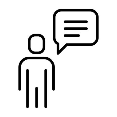 İnce çizgi şeklinde konuşan bir ikon. Vektör illüstrasyon grafik tasarımı