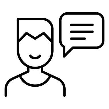 İnce çizgi şeklinde konuşan bir ikon. Vektör illüstrasyon grafik tasarımı