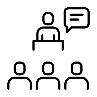 İnce çizgi şeklinde konuşan bir ikon. Vektör illüstrasyon grafik tasarımı