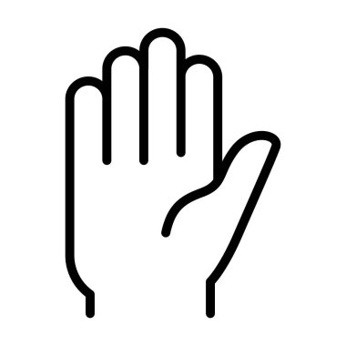 İnce çizgi şeklinde bir el kaldırma ikonu. Vektör illüstrasyon grafik tasarımı