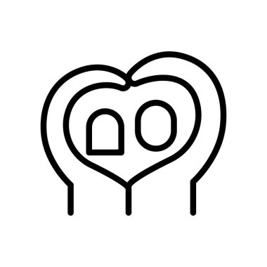 İnce çizgi şeklinde aşk jesti ikonu. Vektör illüstrasyon grafik tasarımı