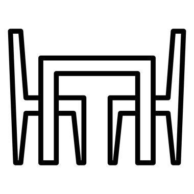 Yemek masası simgesi ince çizgi şeklinde. Vektör illüstrasyon grafik tasarımı