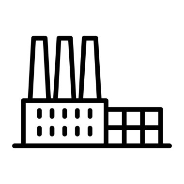 İnce çizgili bir fabrika ikonu. Vektör illüstrasyon grafik tasarımı