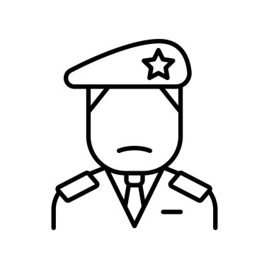 Kaptan ikon ince çizgi şeklinde. Vektör illüstrasyon grafik tasarımı