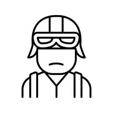 İnce çizgi şeklinde paraşütçü simgesi. Vektör illüstrasyon grafik tasarımı