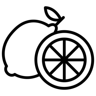 İnce çizgi biçimli limon vektör illüstrasyon grafik tasarımı simgesi