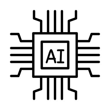 İnce çizgi biçimi Vektör grafik tasarımı ile yapay zeka simgesi