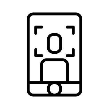 İnce çizgi biçimi Vektör grafik tasarımı ile yüz tanıma simgesi