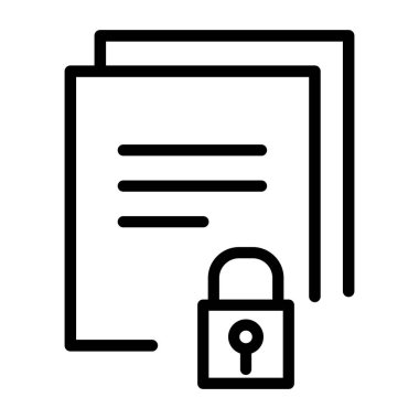 Dosya simgesini ince satır biçimi Vektör illüstrasyon grafik tasarımı ile kilitle