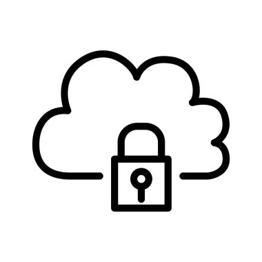 İnce çizgi biçimli Vector grafik tasarımlı bulut güvenlik simgesi
