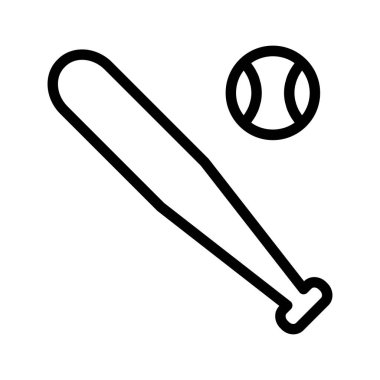 İnce çizgi biçimli beysbol ve yarasa simgesi Vector grafik tasarımı