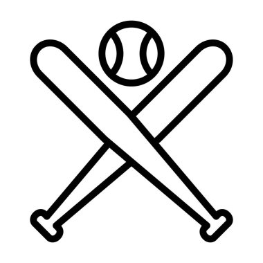 İnce çizgi biçimli beysbol ve yarasa simgesi Vector grafik tasarımı