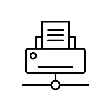 İnce çizgi biçimli vektör illüstrasyon grafik tasarımında yazıcı simgesi