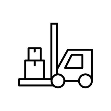 İnce çizgi biçimli vektör illüstrasyon grafik tasarımında forklift simgesi