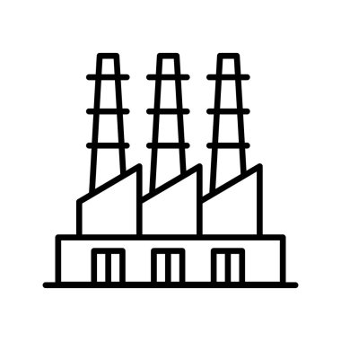 Endüstri, ince çizgi biçimli fabrika simgesi, Vector grafik tasarımı