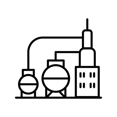 İnce çizgi biçimli fabrika simgesi Vektör çizimi grafik tasarımı
