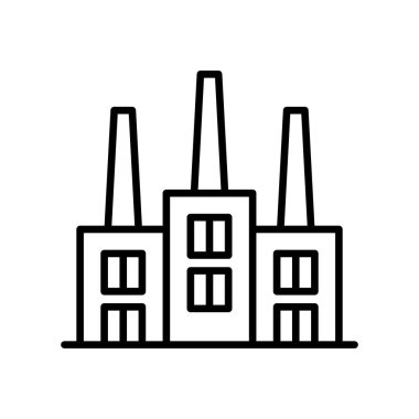 İnce çizgi biçimli fabrika simgesi Vektör çizimi grafik tasarımı
