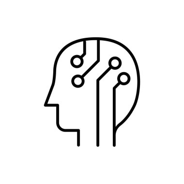 İnce çizgi biçimi Vektör grafik tasarımı ile yapay zeka simgesi